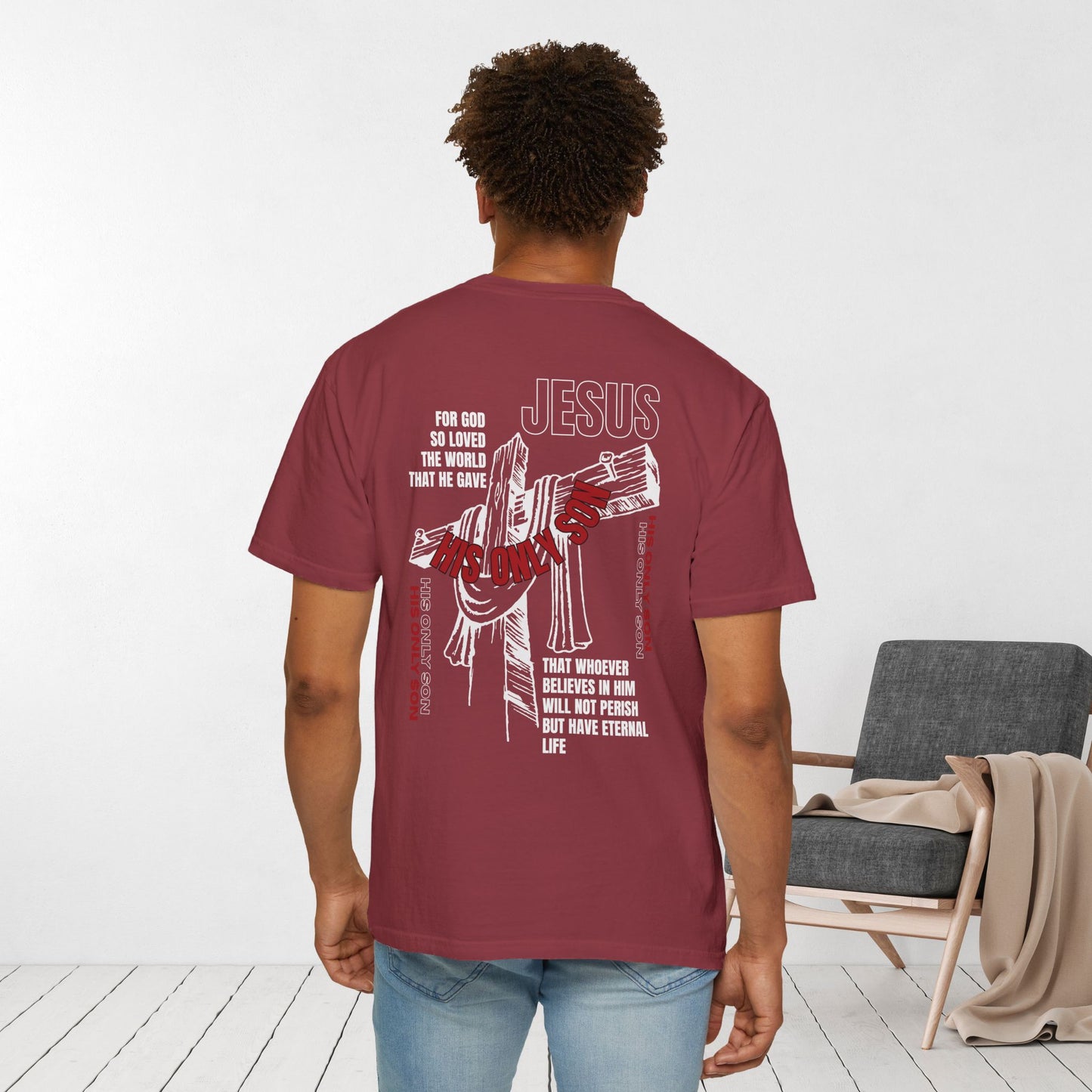 Comfort Colors Men's Bible Verse Shirt John 3:16