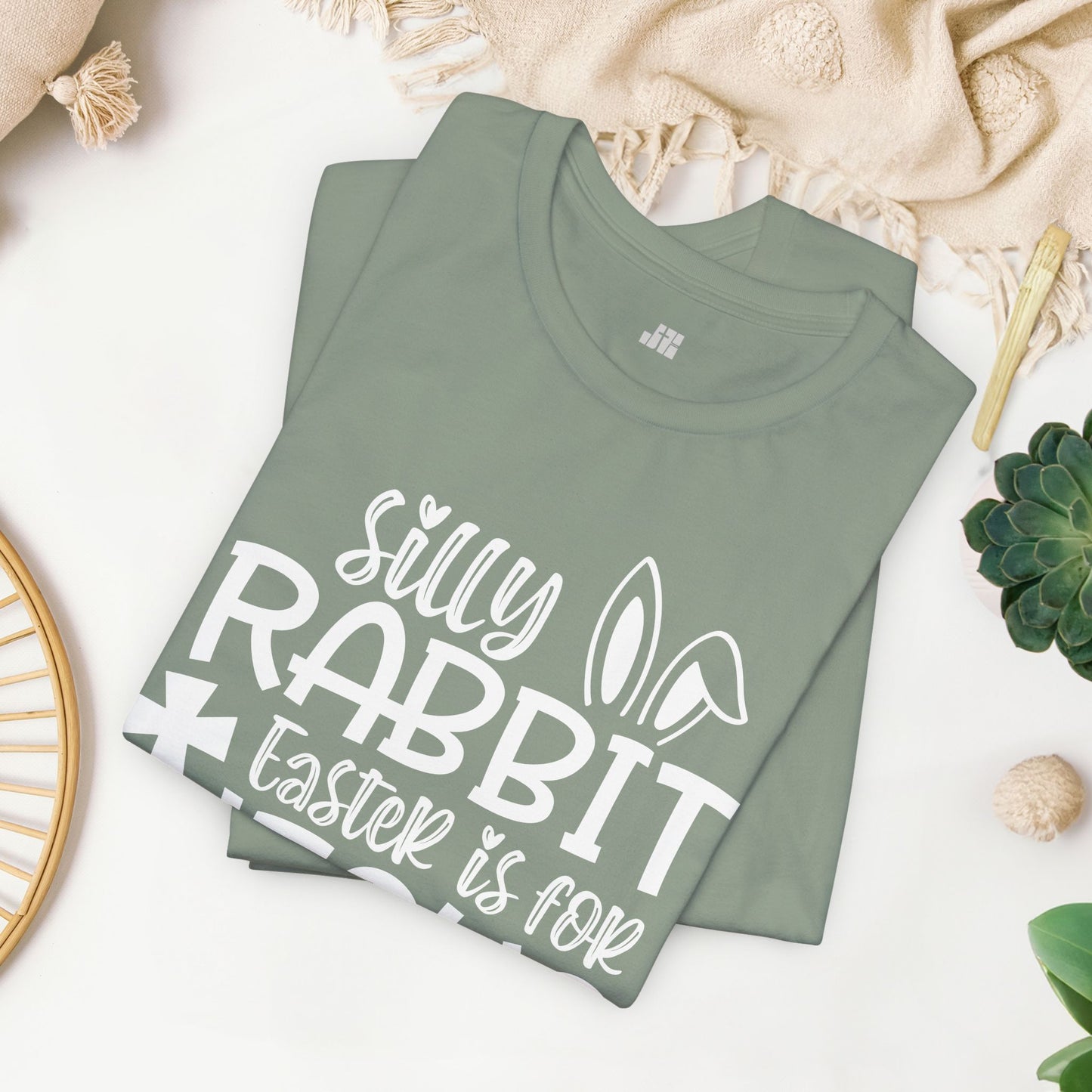 Silly Rabbit Easter is for Jesus Christian Soft Cotton Tee