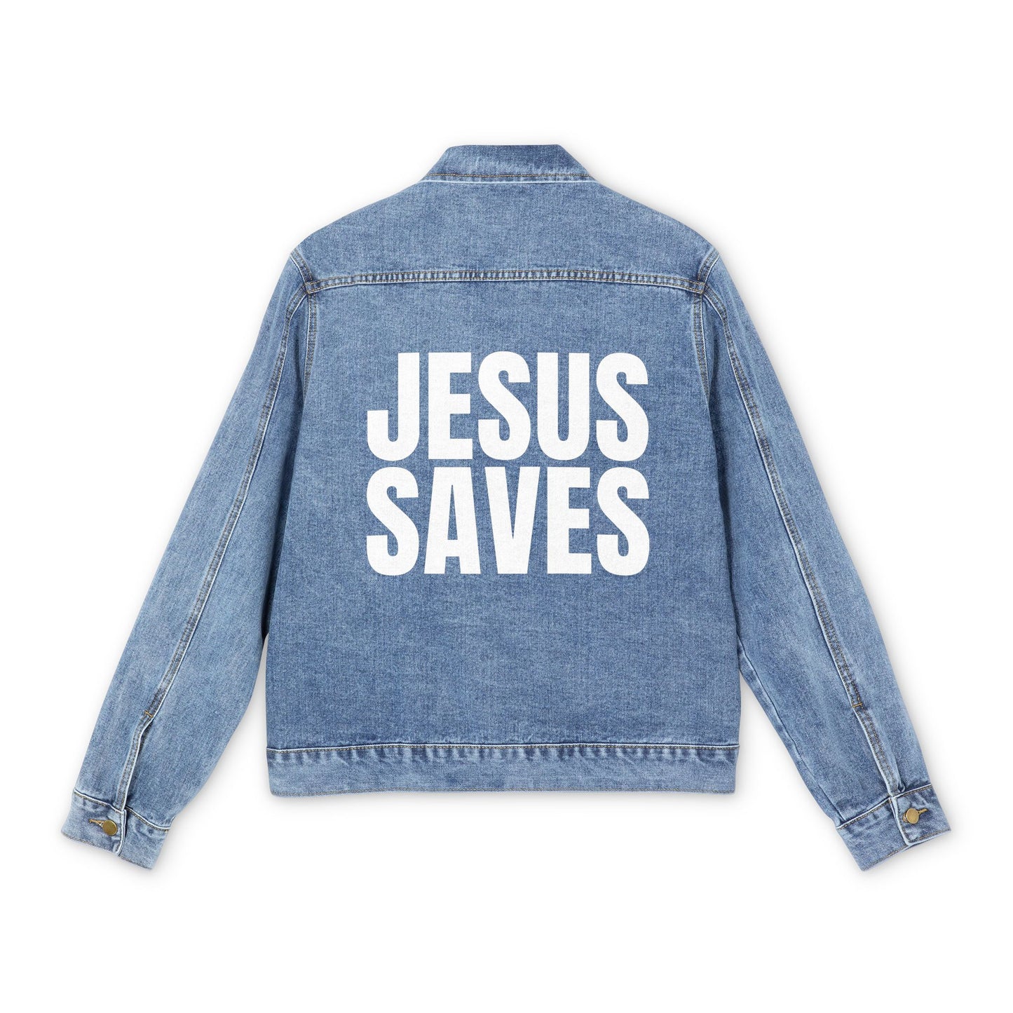 Jesus Saves Men's Denim Jacket - Christian Denim Jacket