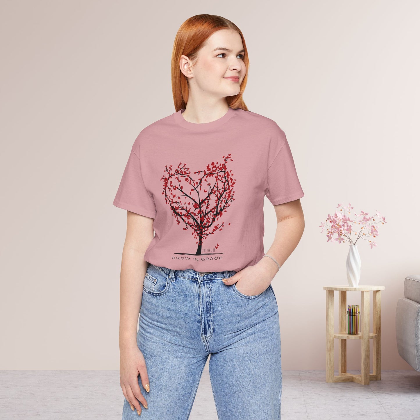 Grow in Grace Bible Verse Soft Cotton Tee