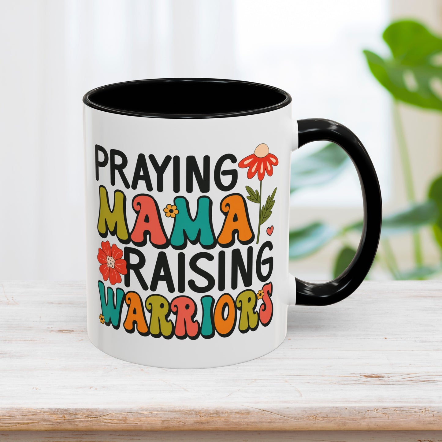 Praying Mama Raising Warriors Mug - Christian Coffee Mug