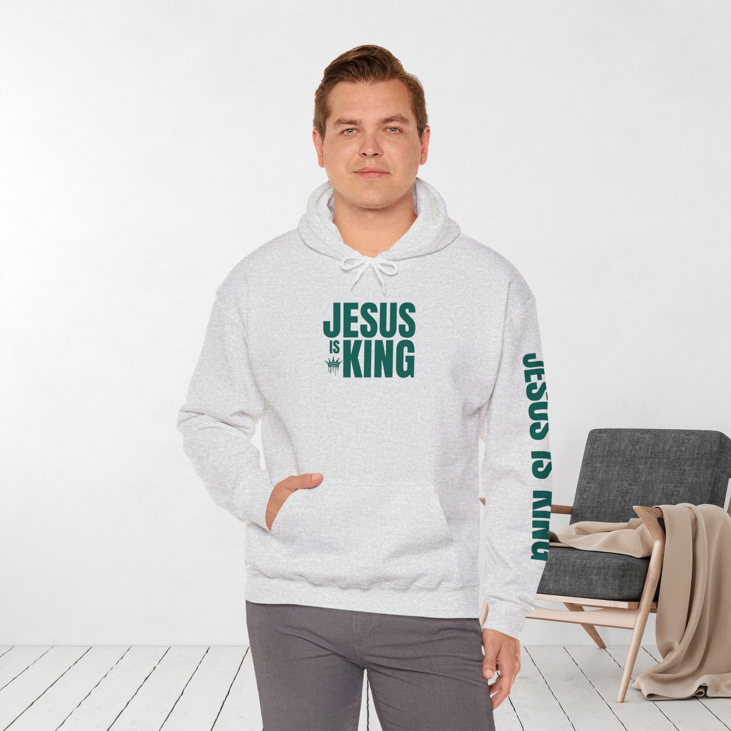 Jesus is King Hoodie - Revelation 19:16 Bible Verse Christian Hoodie