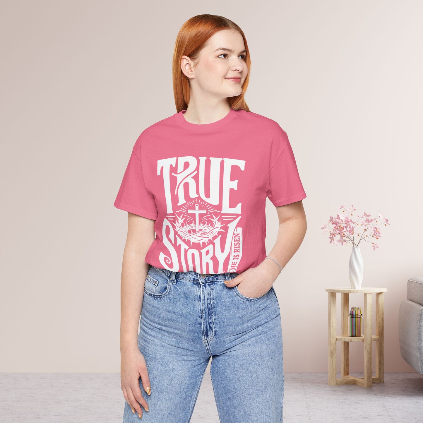 True Story He is Risen Christian Soft Cotton Tee - Easter Shirt