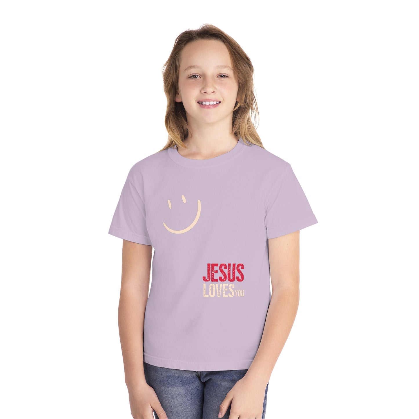 Trendy Jesus Loves You Comfort Colors Youth Christian Shirt