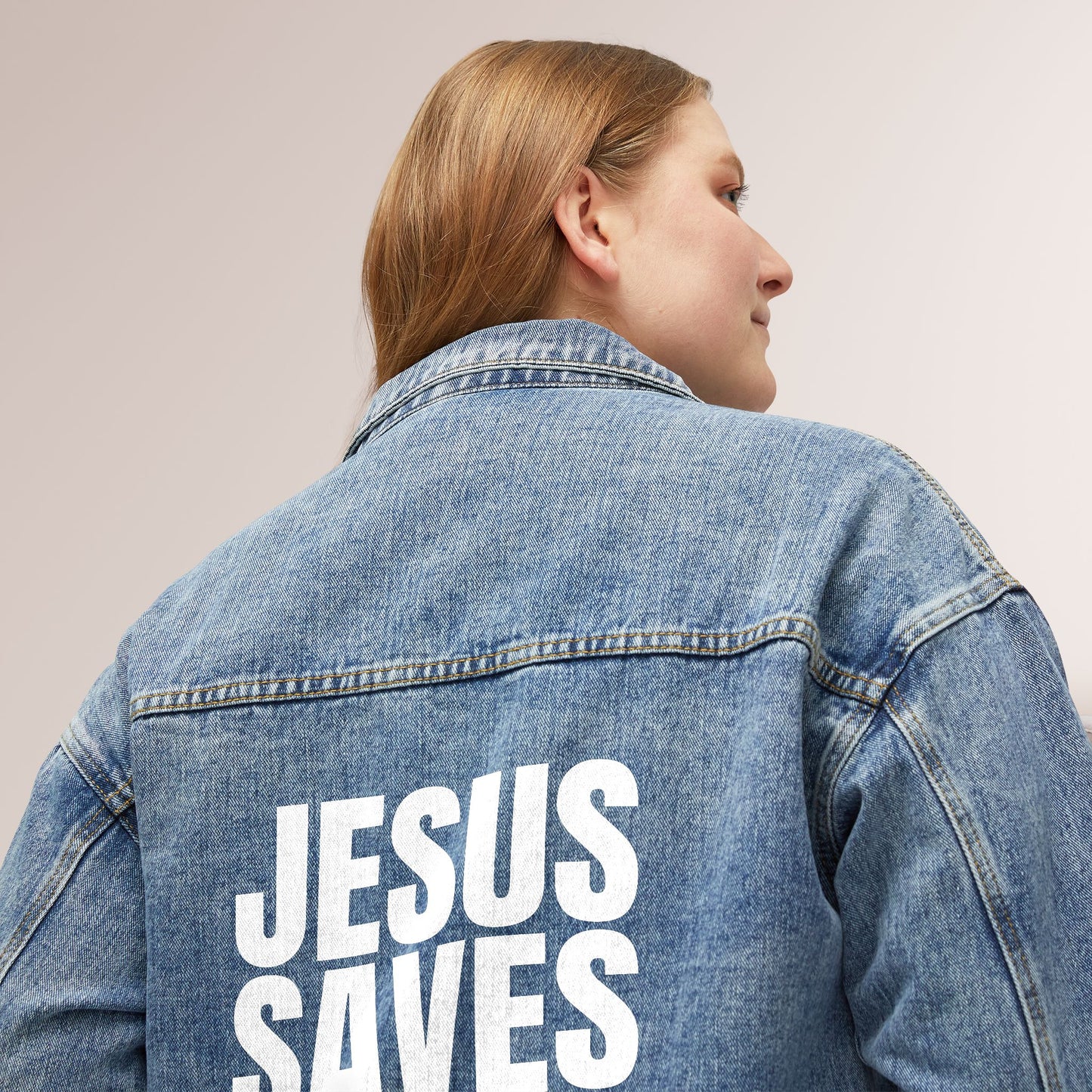 Jesus Saves Women's Denim Jacket - Christian Denim Jacket