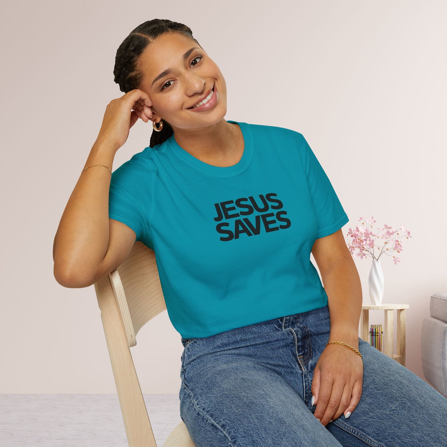 Unisex Jesus Saves Softstyle T-shirt - Acts 4:12 Bible Verse Christian Shirt