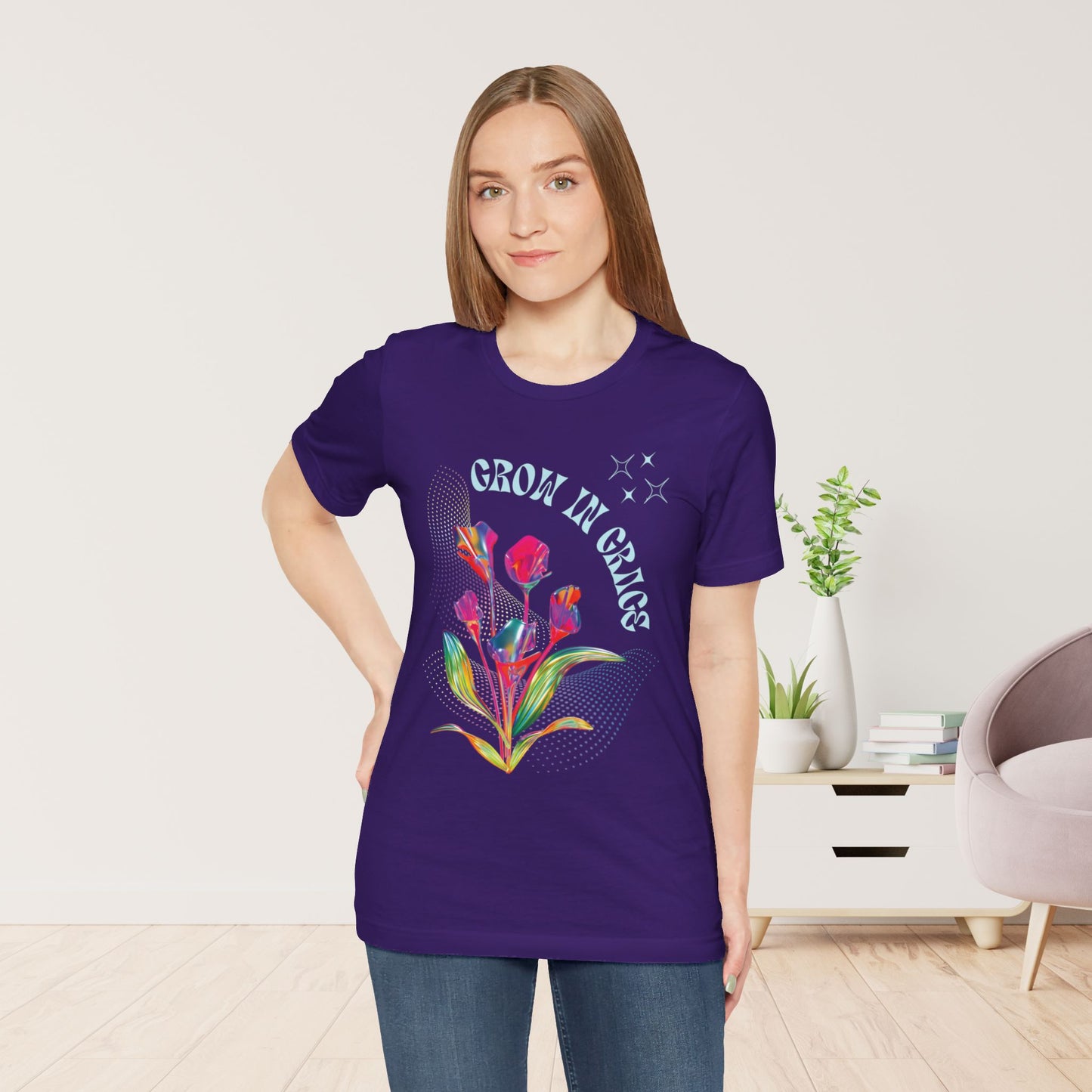 Trendy Grow in Grace Soft Cotton Tee - Bible Verse T-shirt