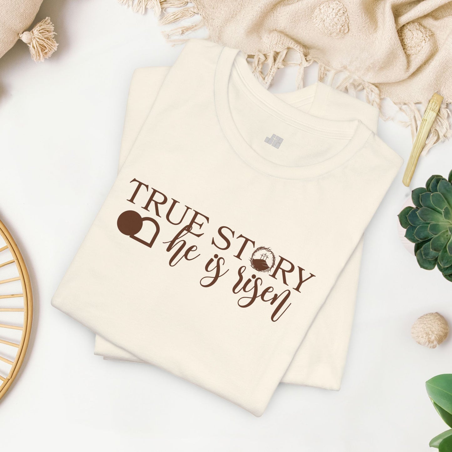 True Story He is Risen Christian Soft Cotton Tee - Easter Shirt for Christians