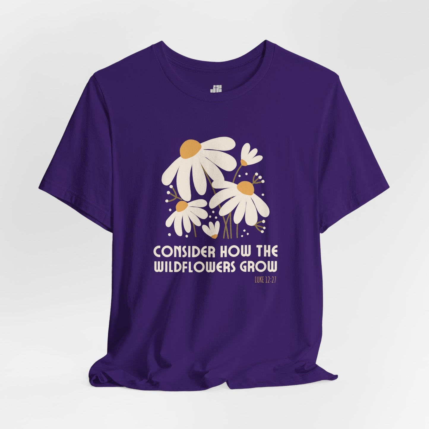 Consider How The Wildflowers Grow Luke 12:27 Bible Verse Soft Cotton Tee