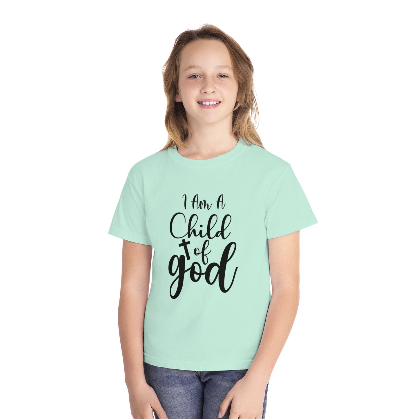 I Am A Child Of God Comfort Colors Youth Christian Tee