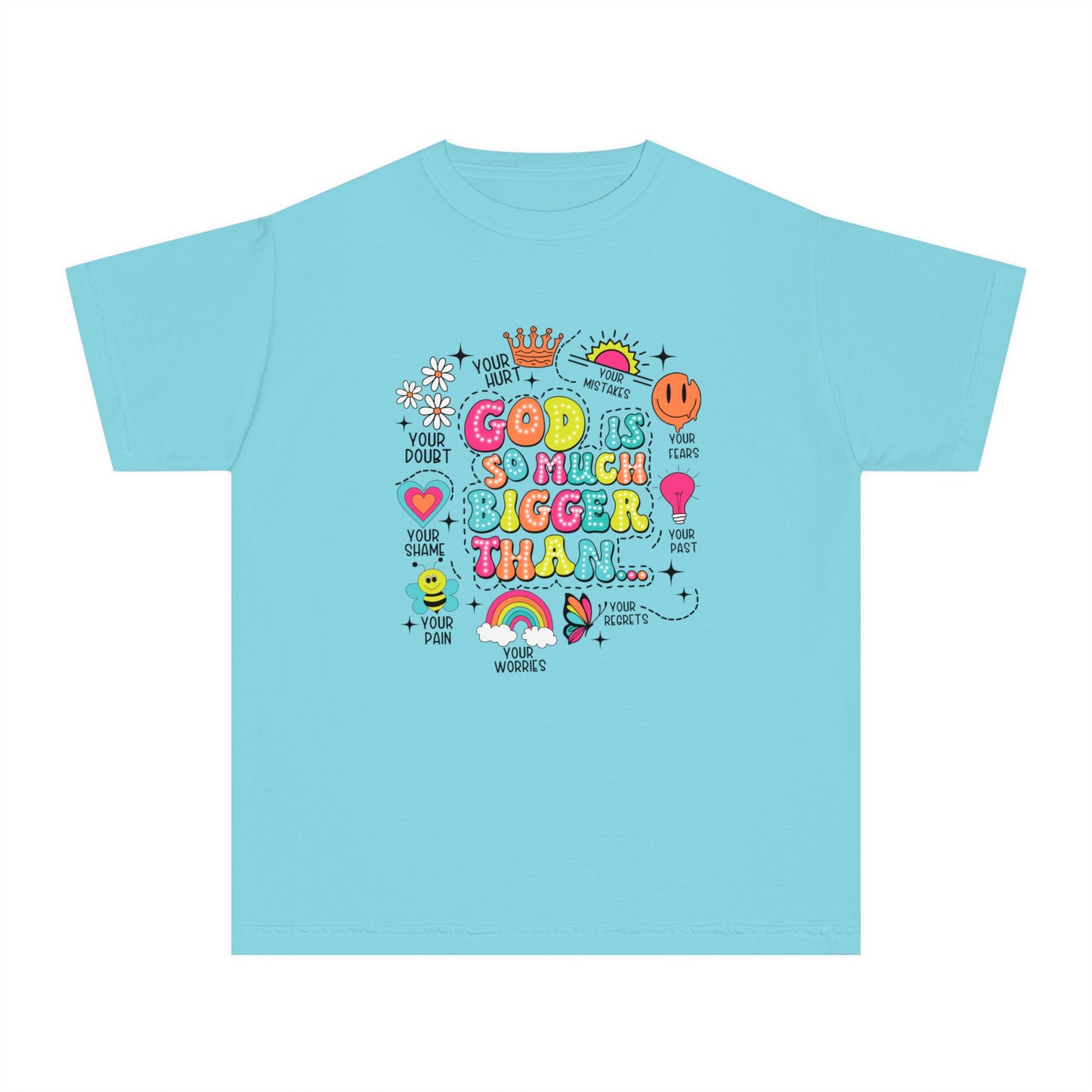 God Is So Much Bigger Comfort Colors Youth Christian Shirt