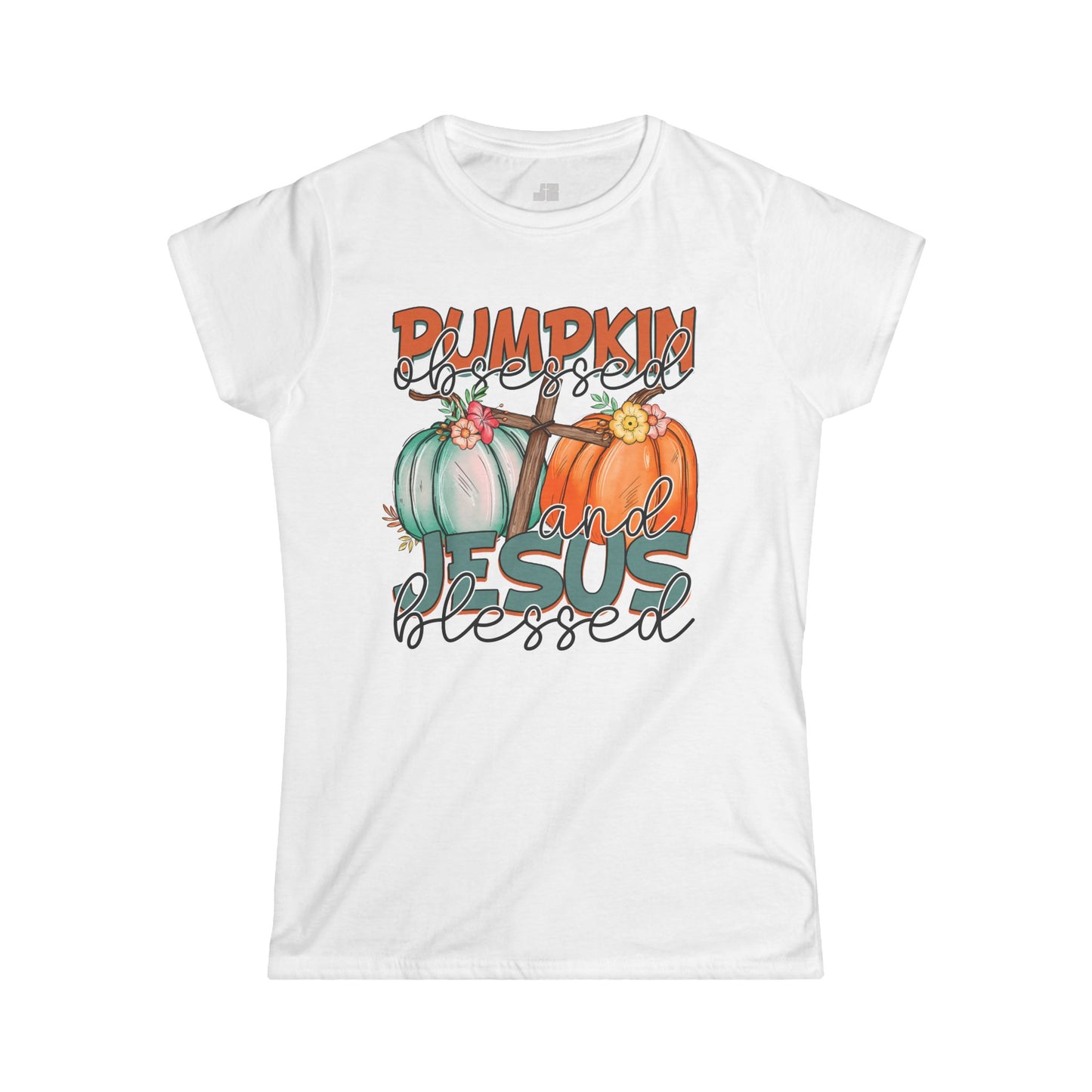 Christian Women's Pumpkin Obsessed and Jesus Blessed Softstyle T-shirt