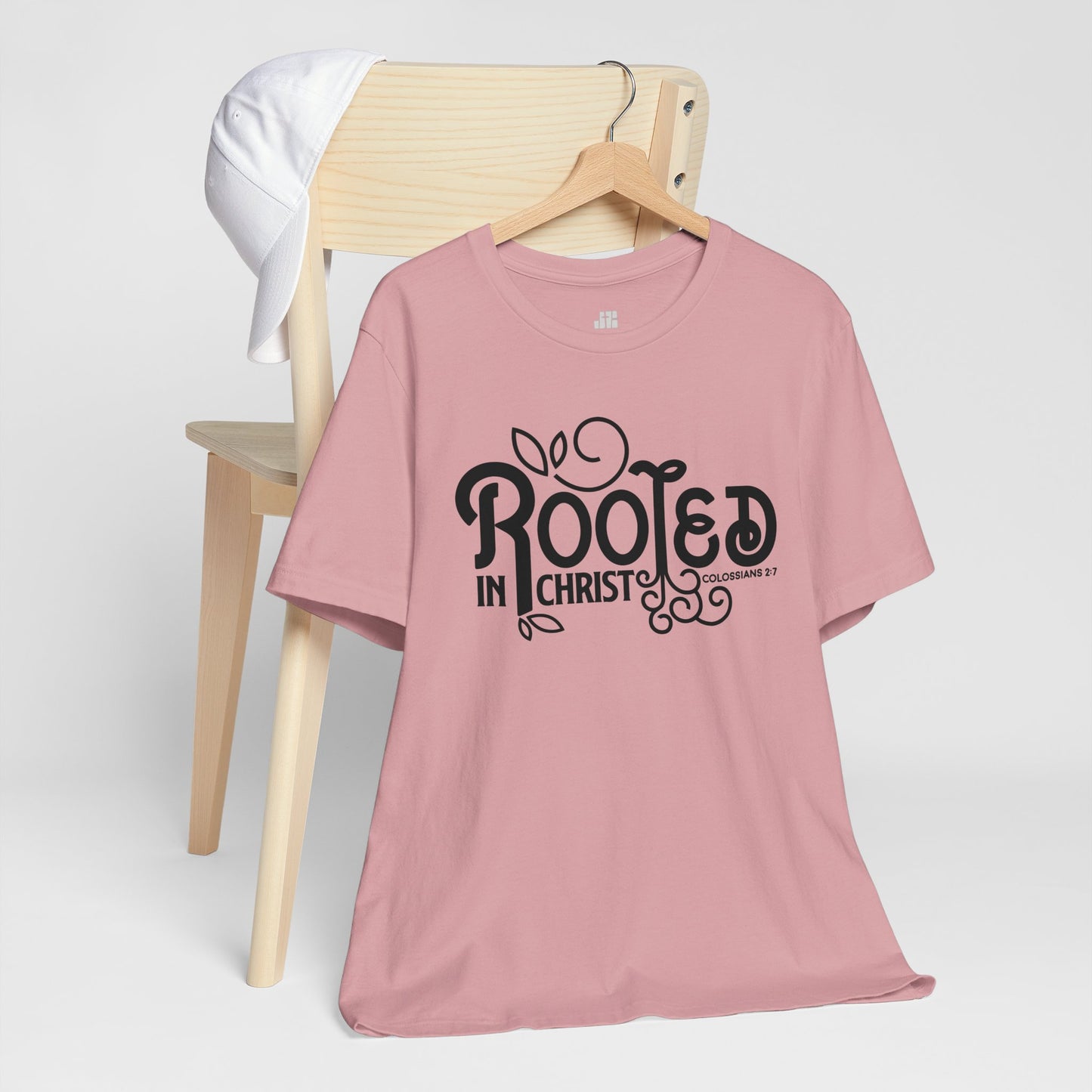 Rooted in Christ Soft Cotton Tee - Bible Verse Christian T-shirt