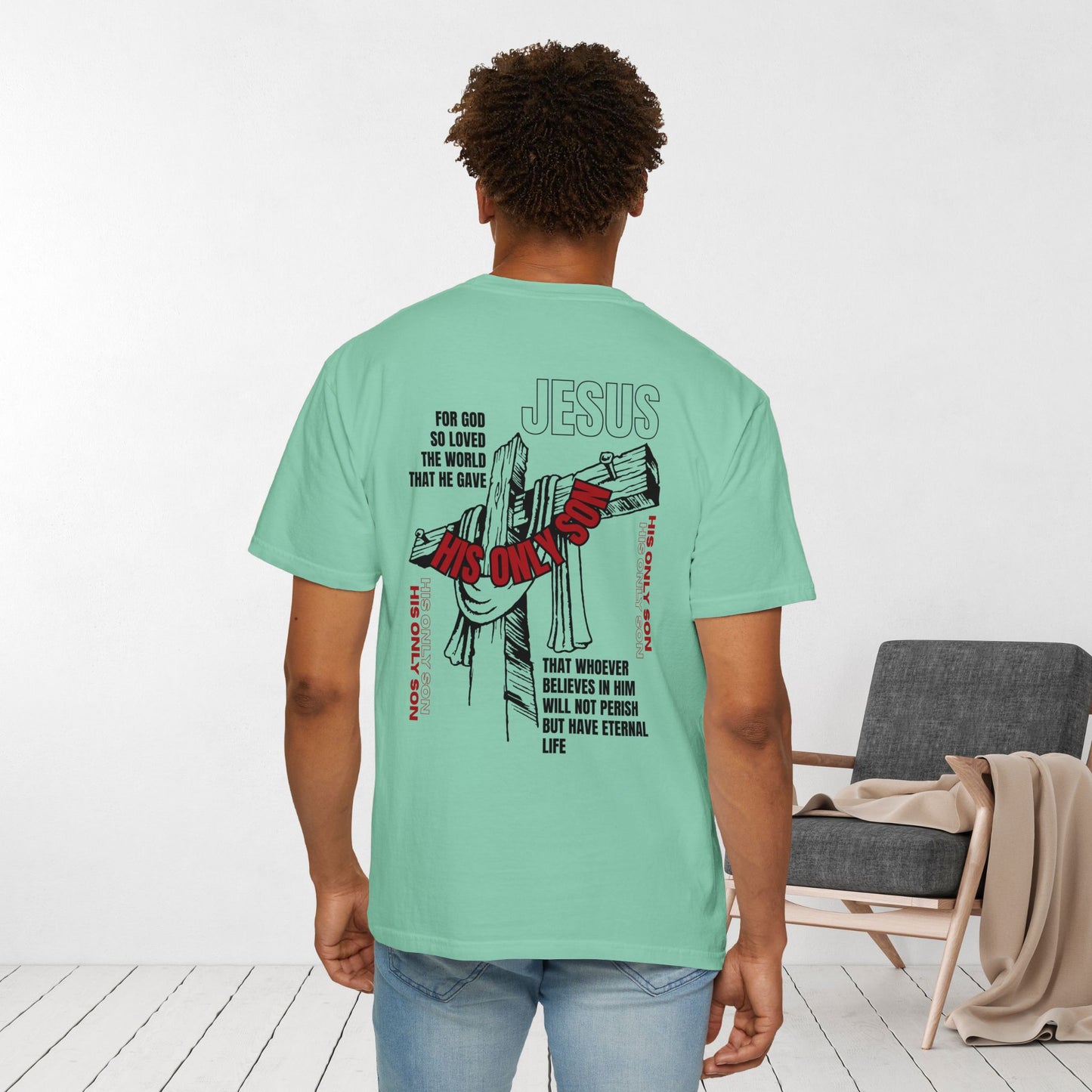 Comfort Colors Men's Bible Verse Shirt John 3:16