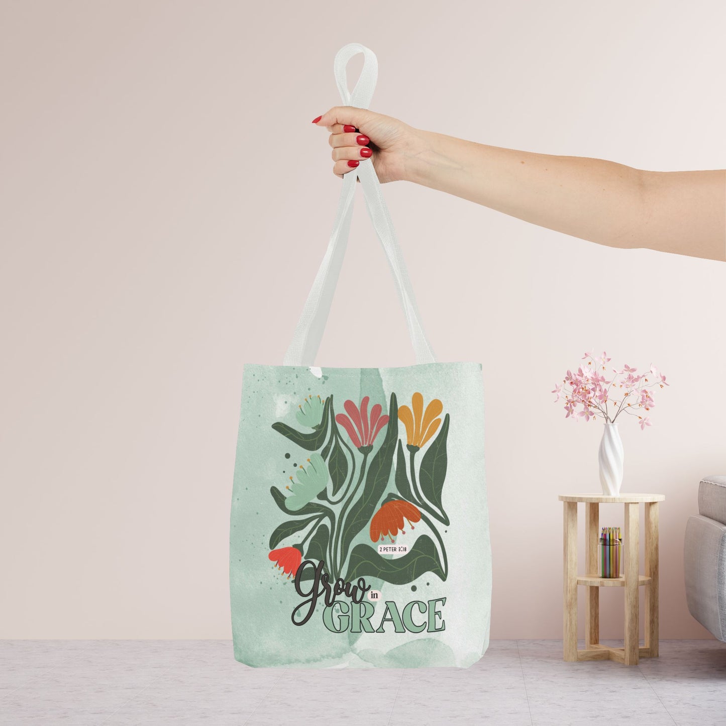 Grow in Grace Tote Bag - Christian Tote Bag