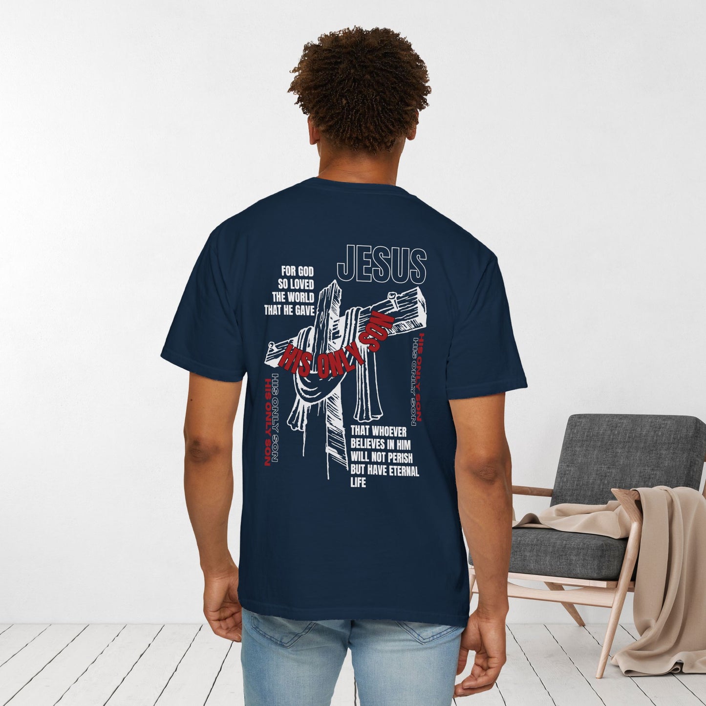 Comfort Colors Men's Bible Verse Shirt John 3:16