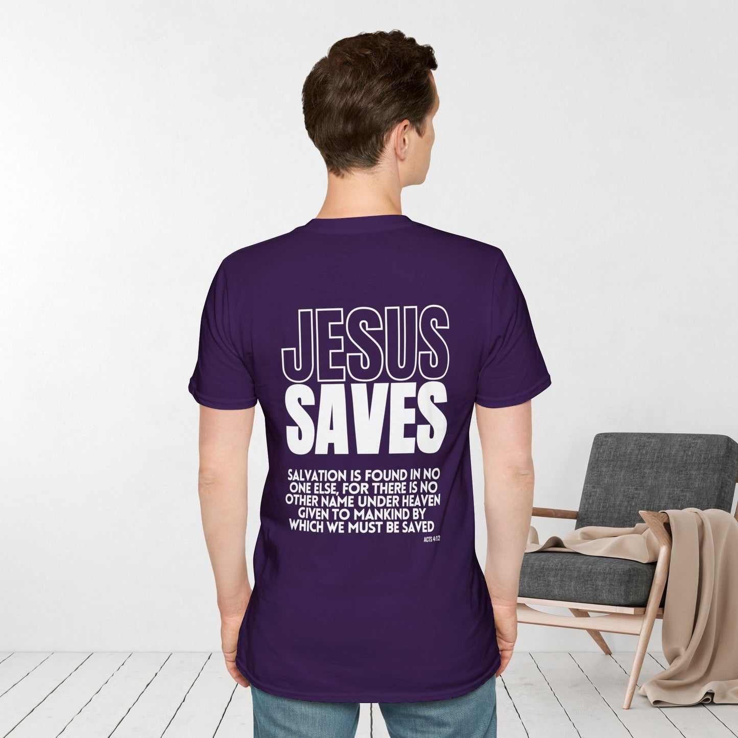 Unisex Jesus Saves Softstyle T-shirt - Acts 4:12 Bible Verse Christian T-shirt