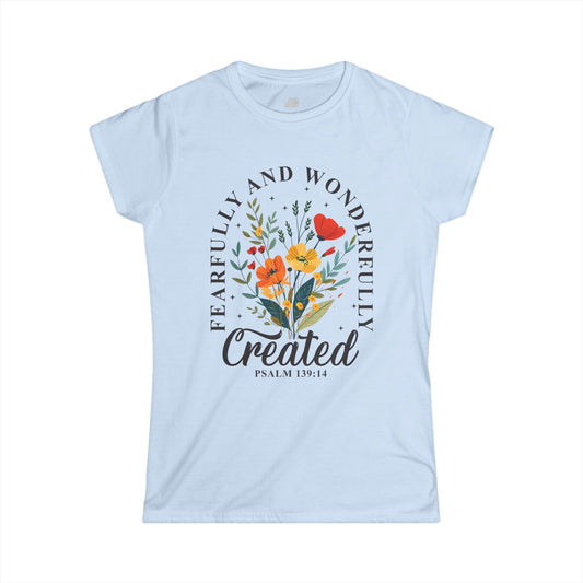 Christian Women's Fearfully And Wonderfully Created Softstyle T-shirt