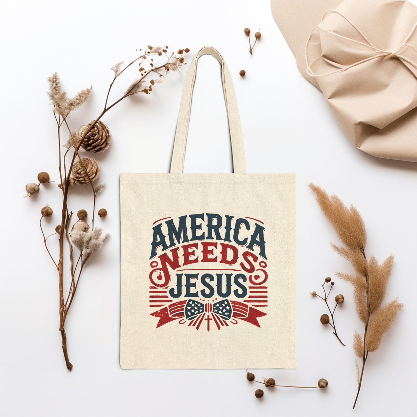 America Needs Jesus Canvas Tote Bag