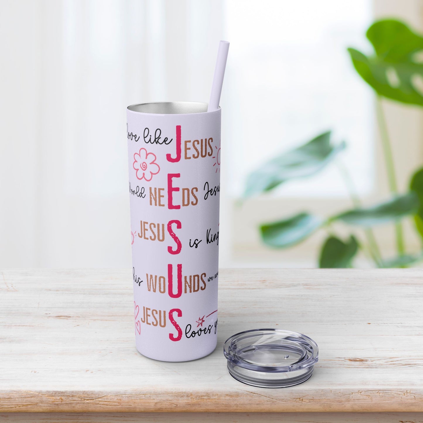 Jesus Skinny Tumbler with Straw - 20oz