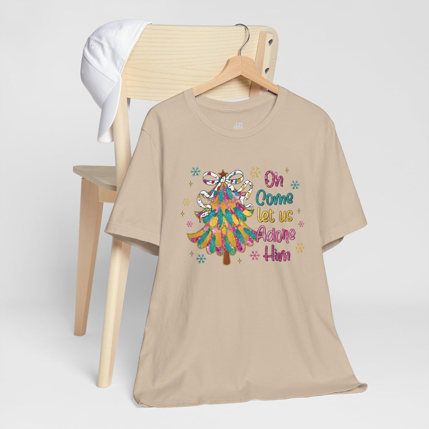 Oh Come Let Us Adore Him Soft Cotton Tee - Holiday Christian Shirt