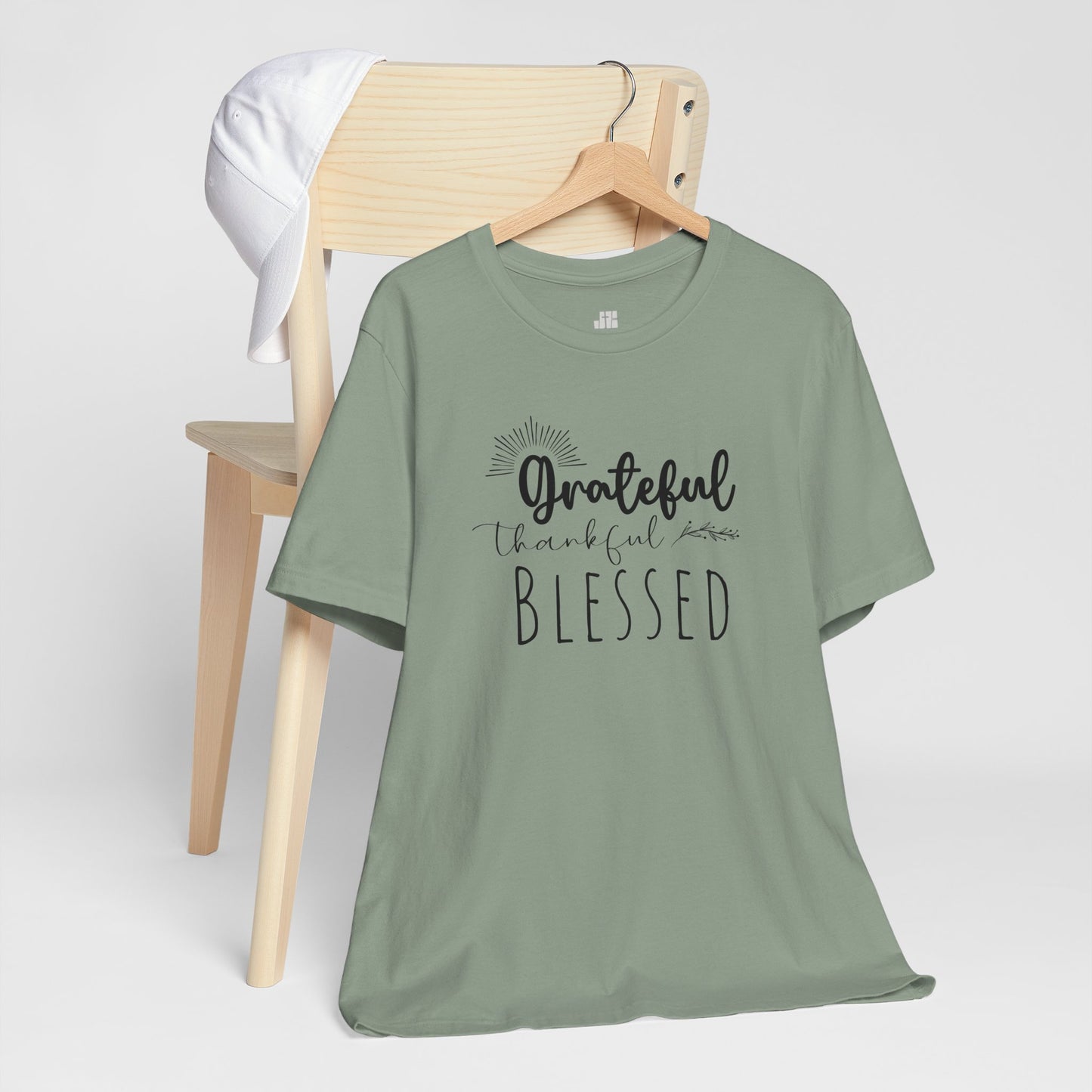 Grateful Thankful Blessed Soft Cotton Tee - Christian T-shirt