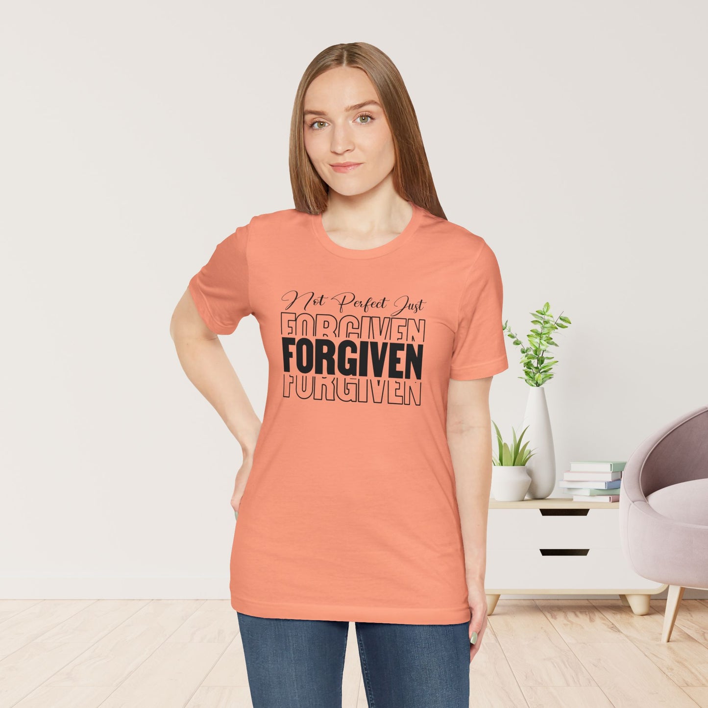 Not Perfect Just Forgiven Christian Soft Cotton Tee