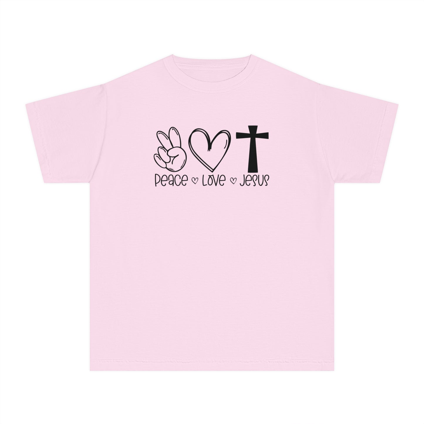 Peace Love Jesus Comfort Colors Youth Christian Tee