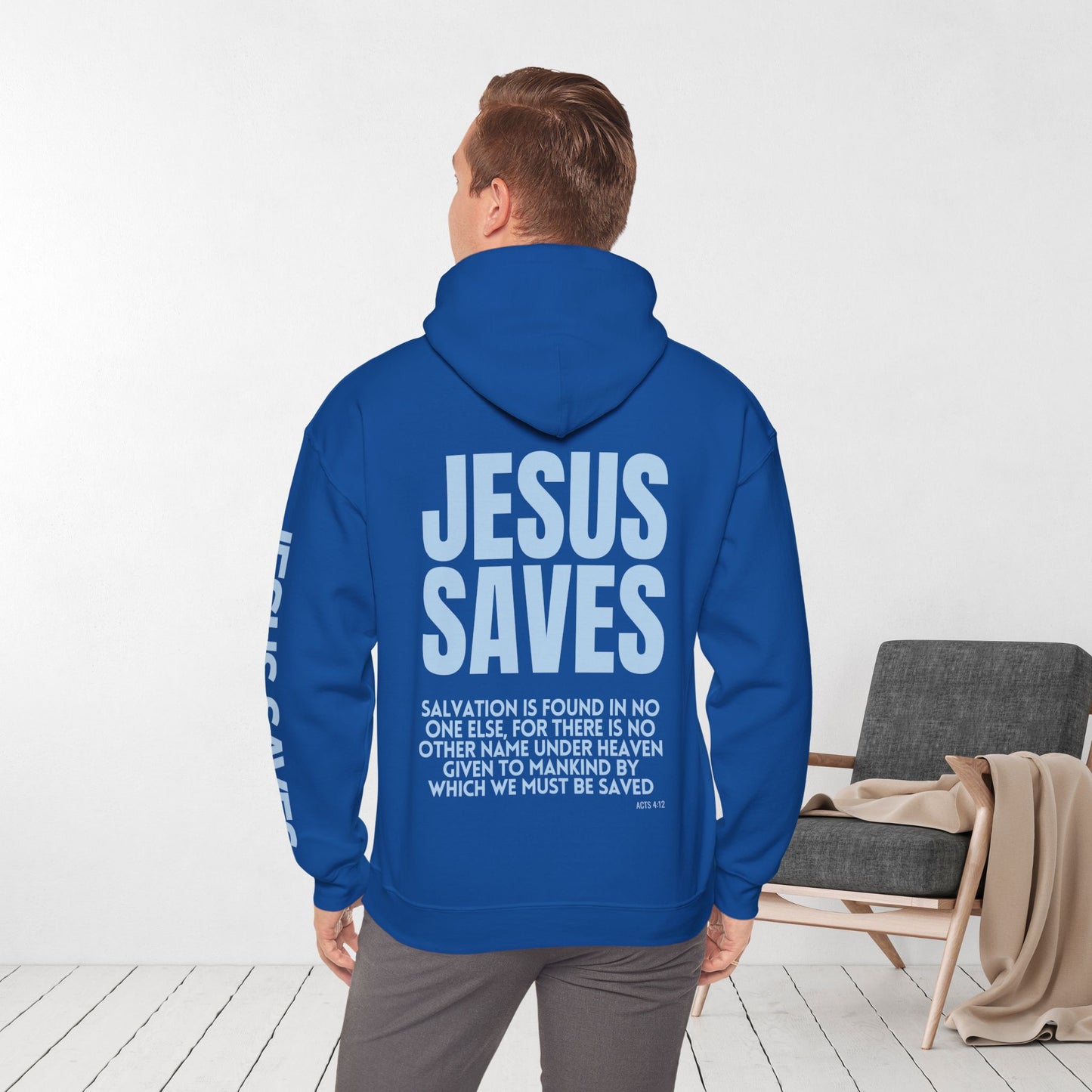 Jesus Saves Hoodie - Acts 4:12 Bible Verse Christian Hoodie