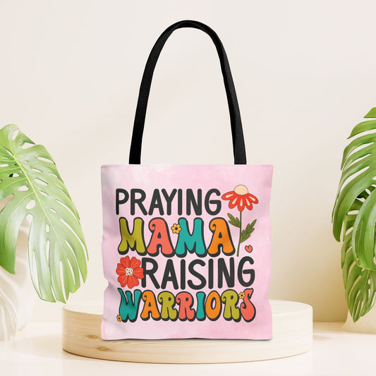 Praying Mama Raising Warriors Tote Bag - Christian Tote Bag