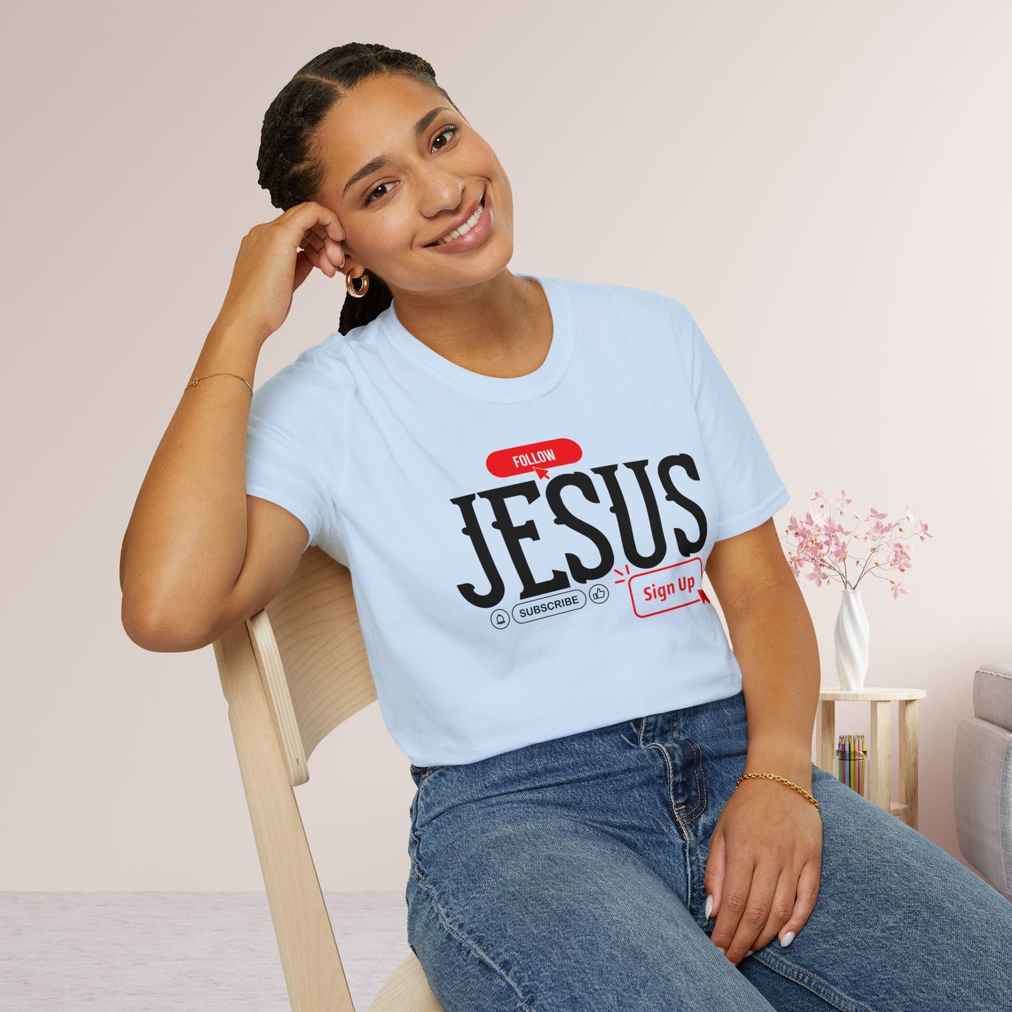 Unisex Follow Jesus Softstyle T-shirt - Trendy  Christian Tee