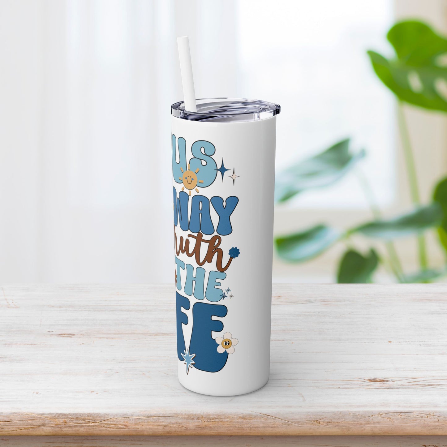 Jesus is The Way The Truth and The Life Skinny Tumbler with Straw - 20oz