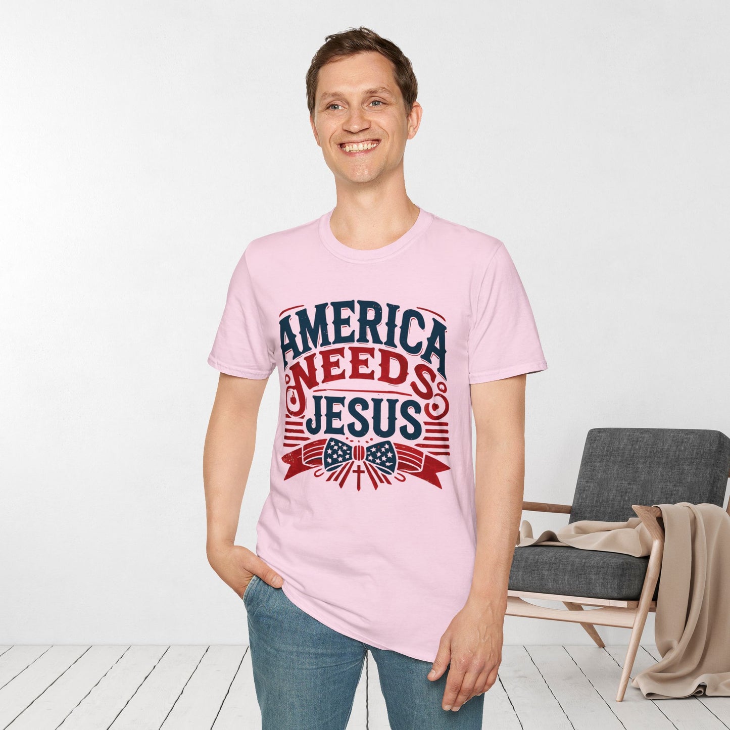 America Needs Jesus Softstyle T-shirt