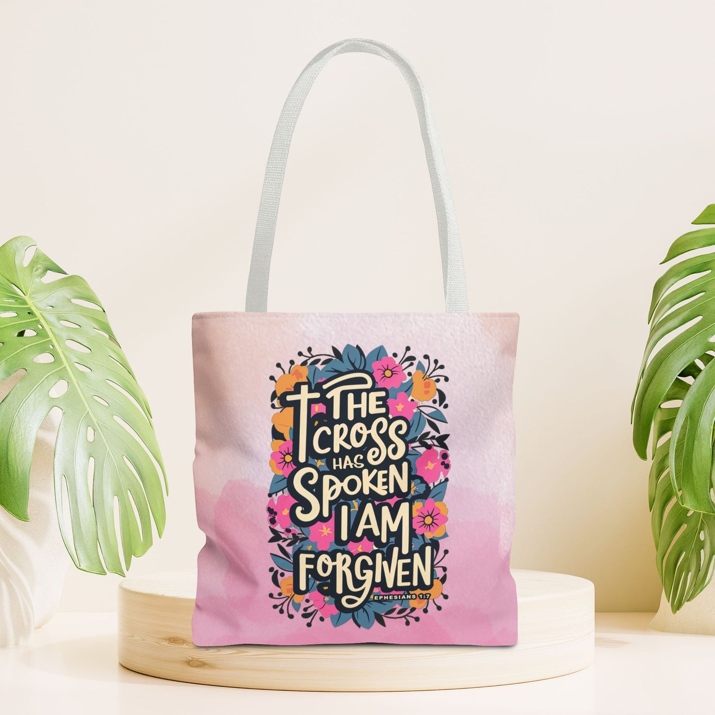 The Cross Has Spoken I Am Forgiven Tote Bag - Christian Tote Bag - 16"