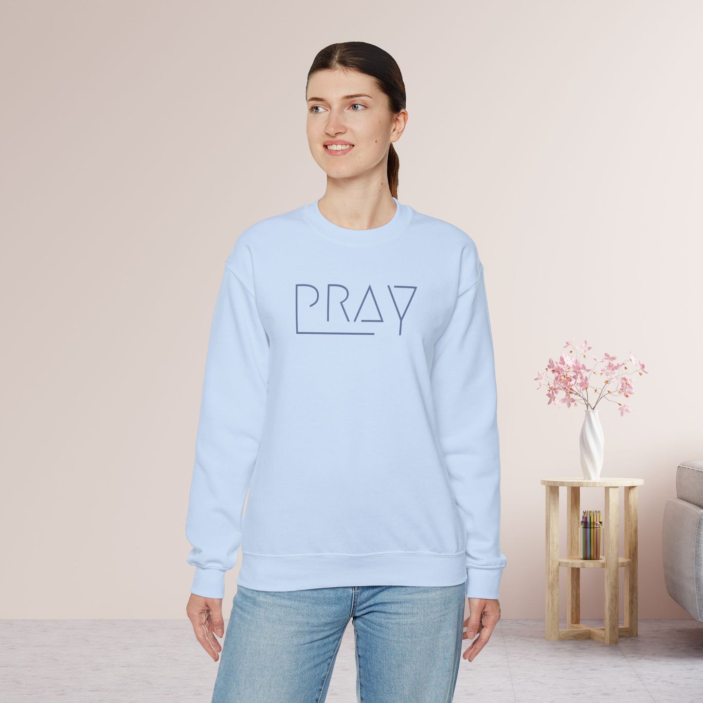 Minimalist Pray Sweatshirt - Pray On It, Pray Over It, Pray Through It Sweatshirt