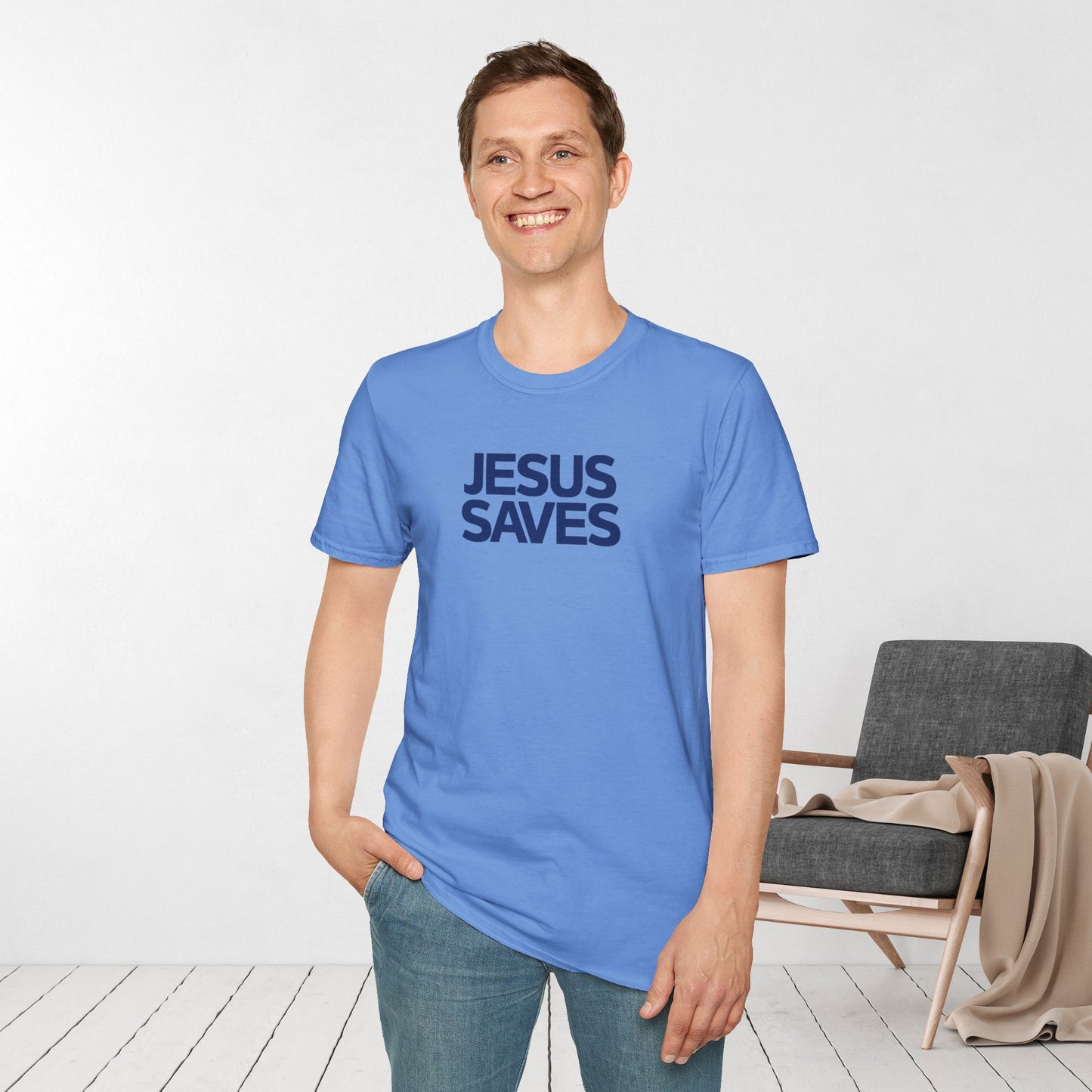 Jesus Saves Softstyle T-shirt - Acts 4:12 Bible Verse Christian T-shirt