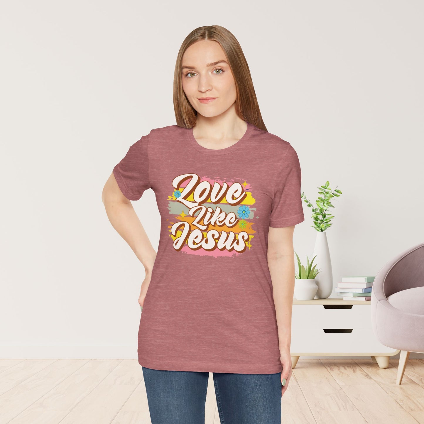 Groovy Love Like Jesus Soft Cotton Tee - Christian Shirt