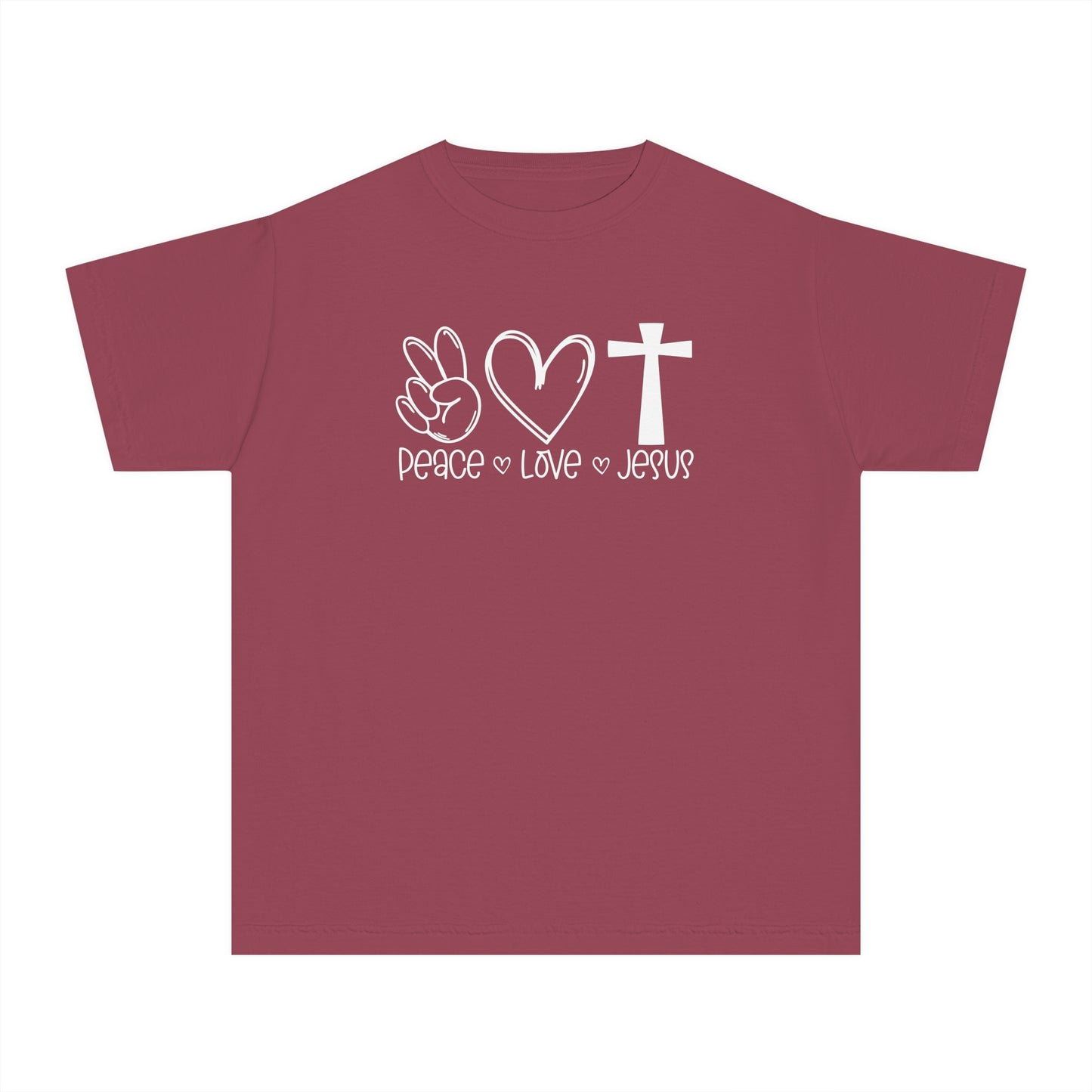 Peace Love Jesus Comfort Colors Youth Christian Shirt