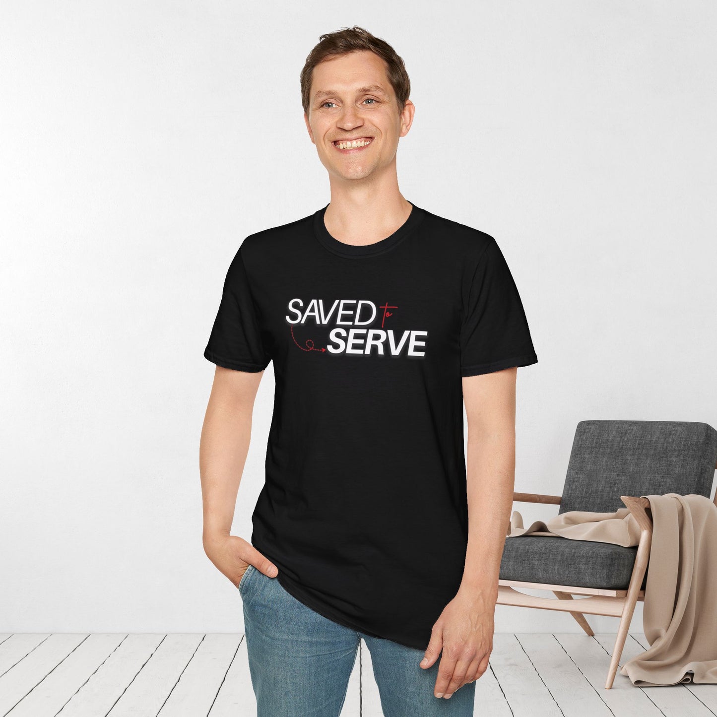 Unisex Saved to Serve Softstyle T-shirt - Trendy  Christian Tee