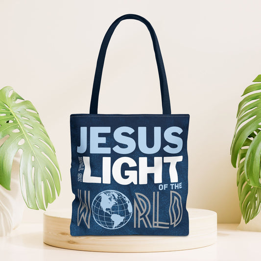 Jesus is the Light of the World Tote Bag - Christian Tote Bag - 16"