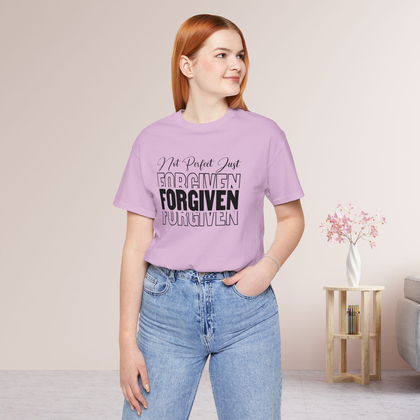 Not Perfect Just Forgiven Christian Soft Cotton Tee