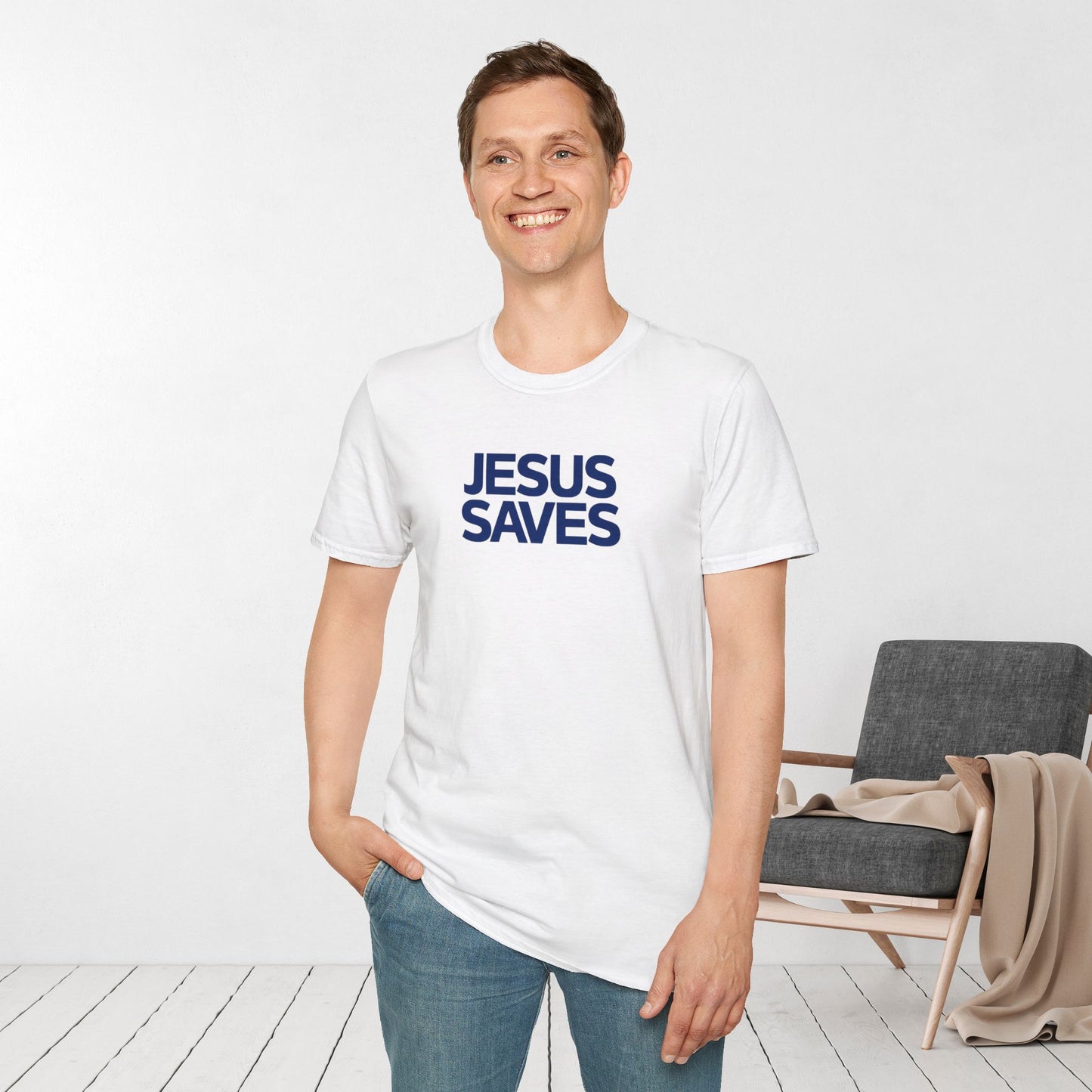 Jesus Saves Softstyle T-shirt - Acts 4:12 Bible Verse Christian T-shirt