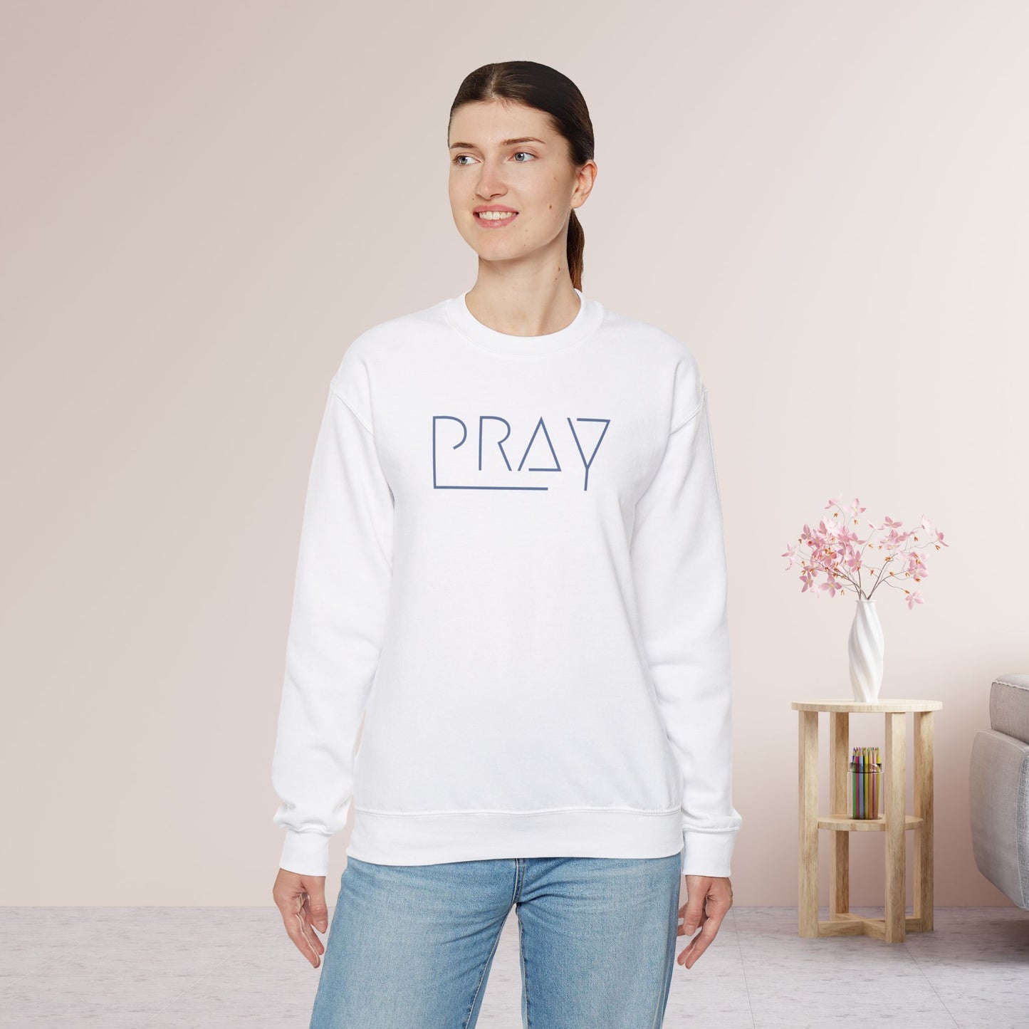 Minimalist Pray Sweatshirt - Pray On It, Pray Over It, Pray Through It Sweatshirt