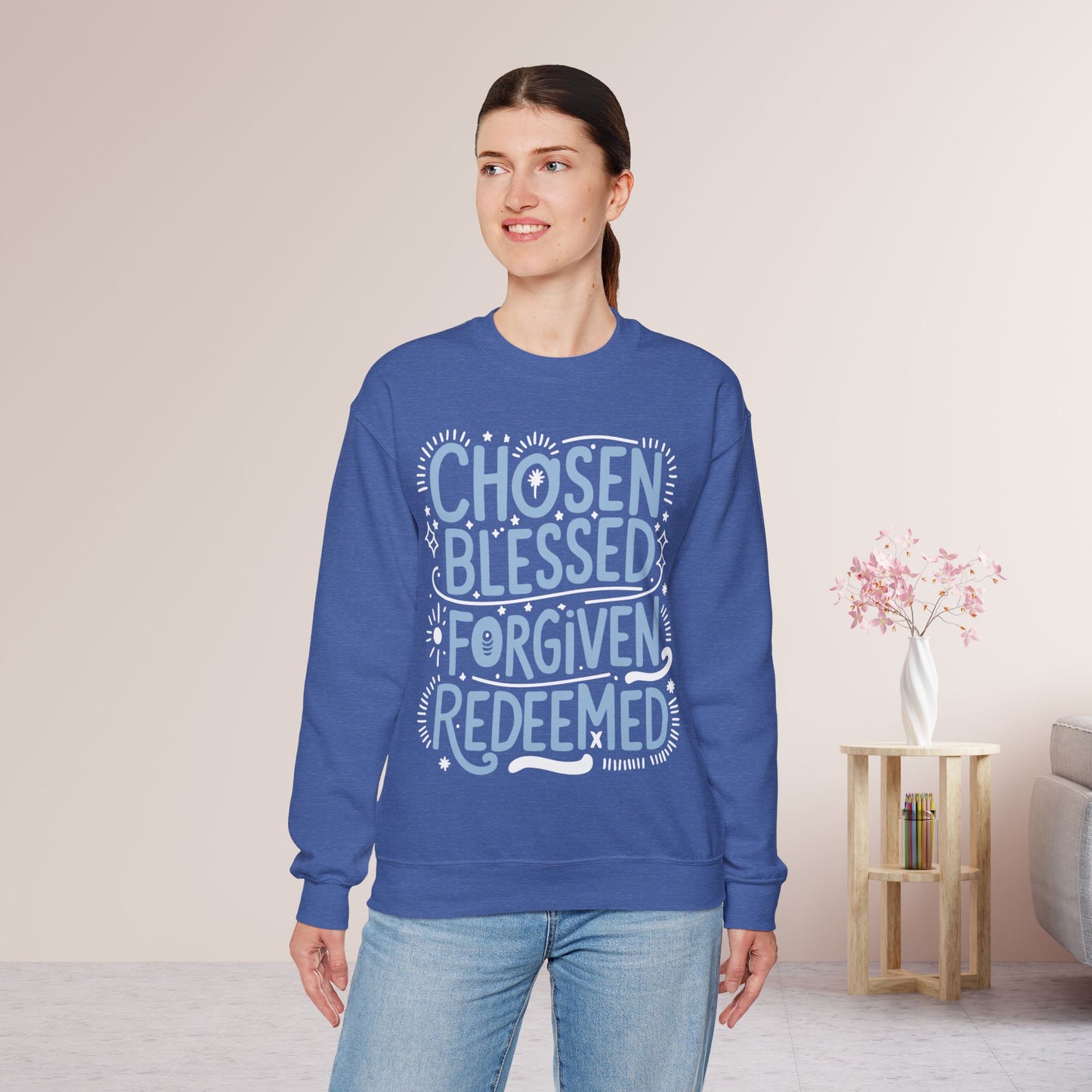 Chosen Blessed Forgiven Redeemed Sweatshirt - Christian Mom Sweatshirt