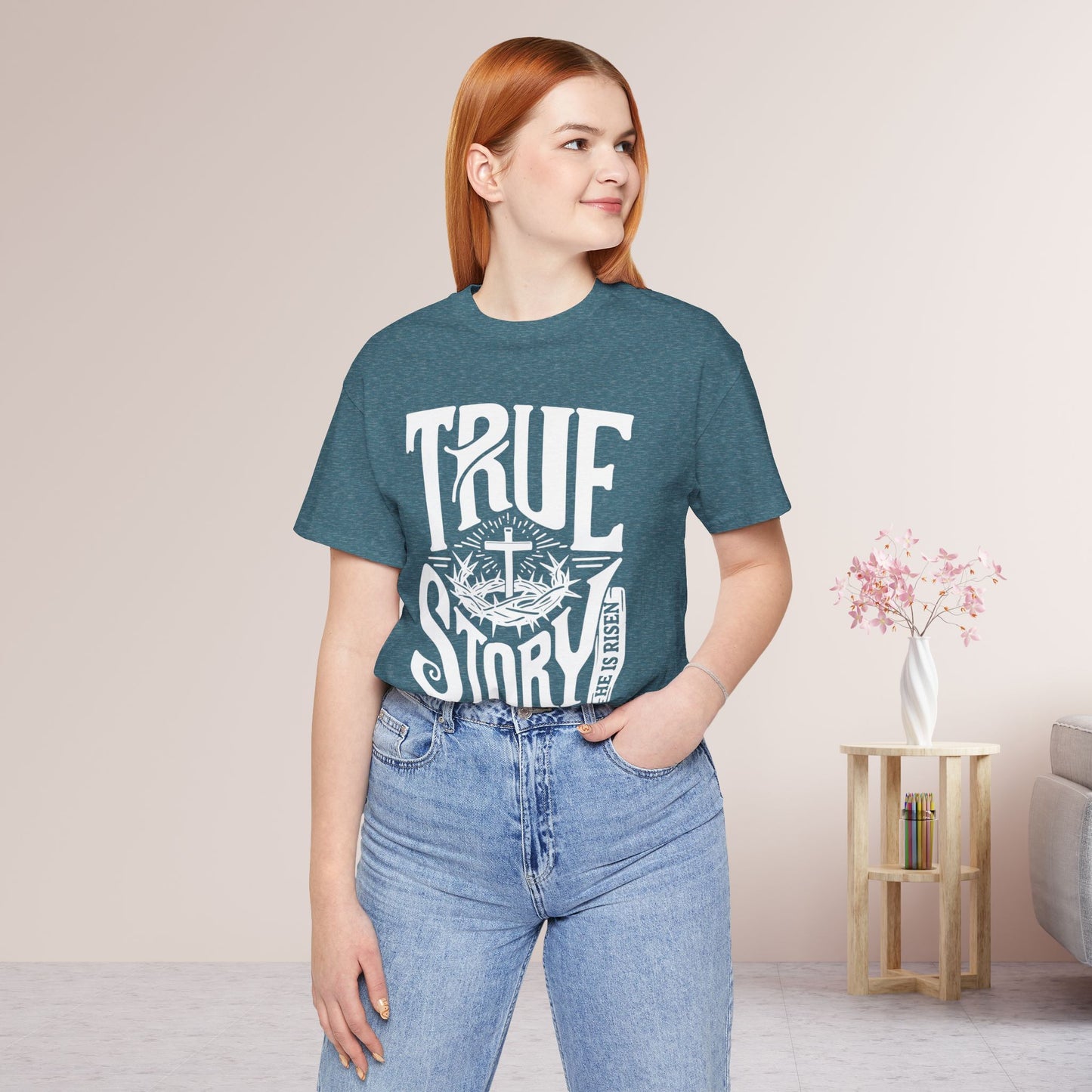 True Story He is Risen Christian Soft Cotton Tee - Easter Shirt