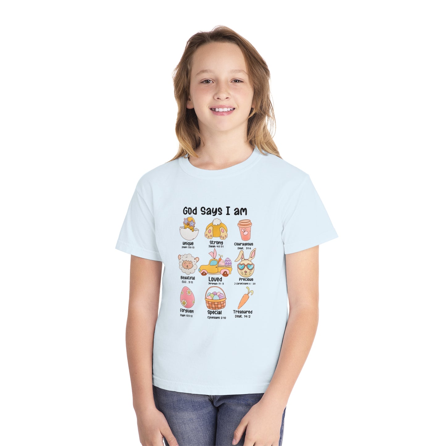 God Says I Am... Comfort Colors Youth Shirt - Christian Easter Shirt