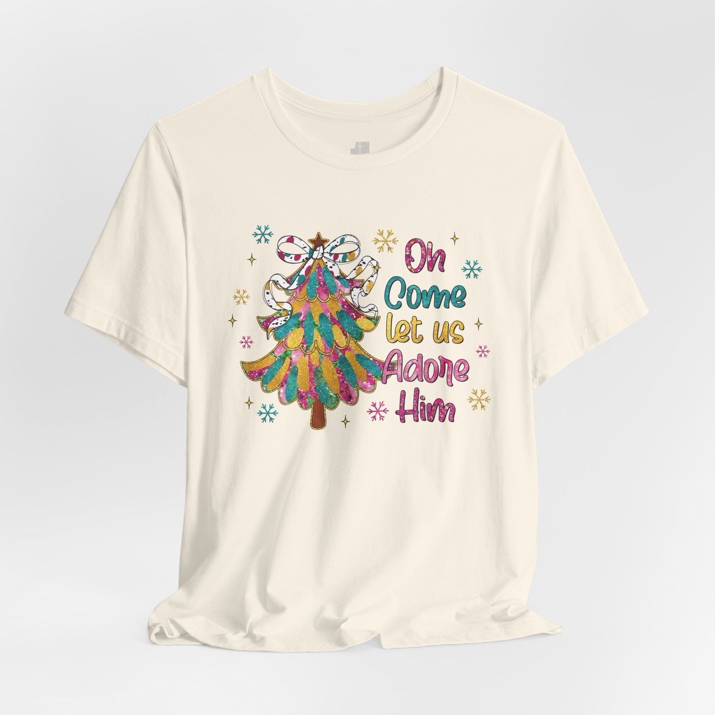 Oh Come Let Us Adore Him Soft Cotton Tee - Holiday Christian Shirt