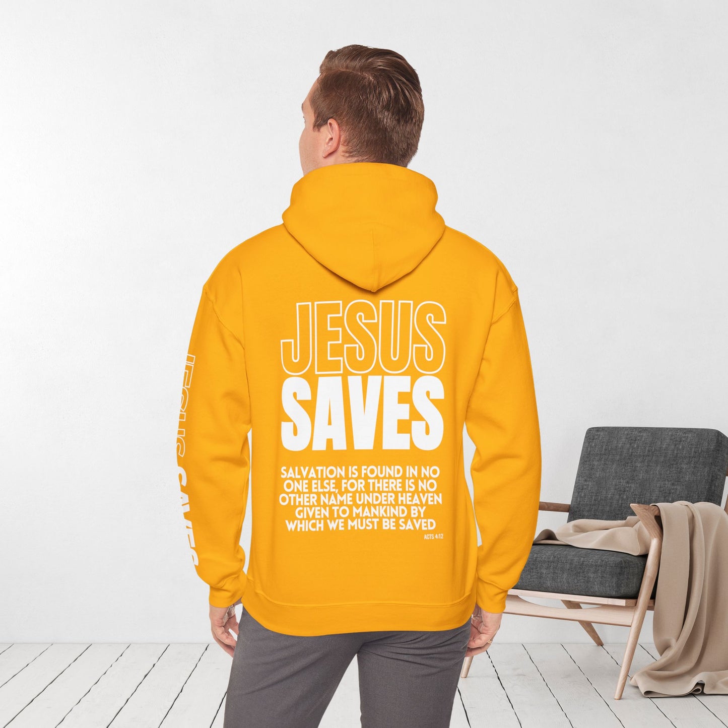 Jesus Saves Hoodie - Acts 4:12 Bible Verse Christian Hoodie