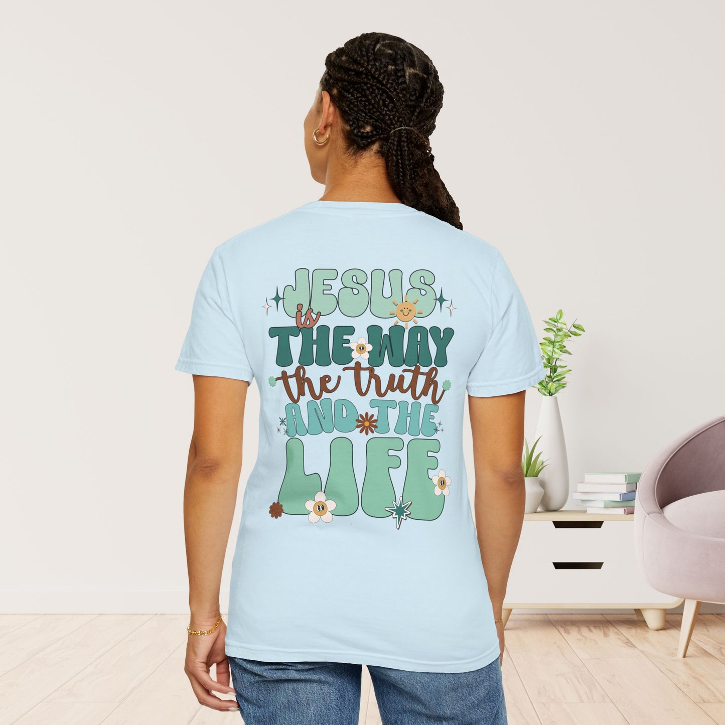 Comfort Colors Green Jesus is the Way John 14:6 Bible Verse Christian Shirt