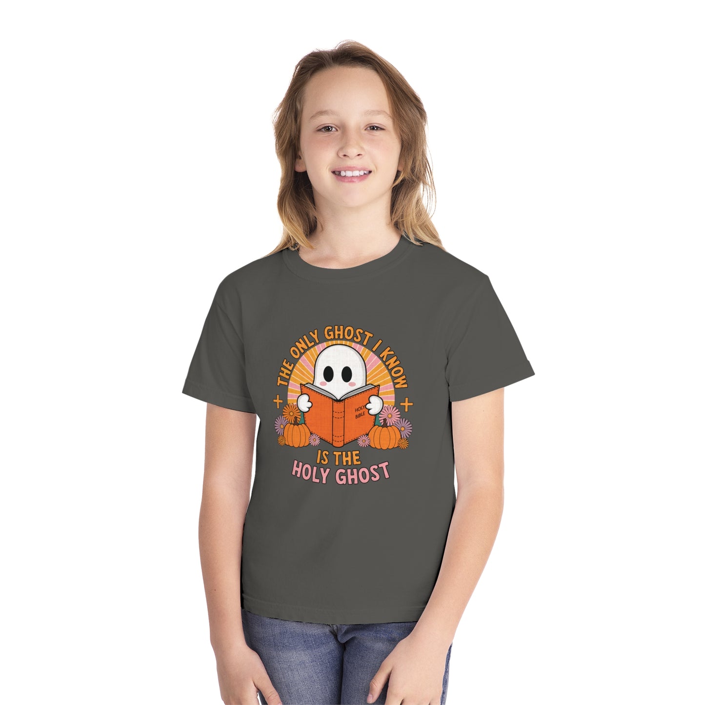 The Only Ghost I Know Is The Holy Ghost Comfort Colors Youth Christian Tee